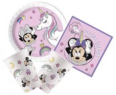 Procos 90814 Disney - Bicchieri di Carta da 200 ml, 8 Pezzi, Motivo: Minnie Mouse, Unicorno, compostabili