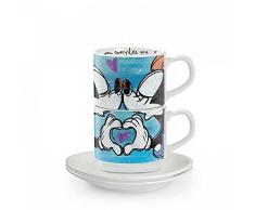 Egan PWM02I/B Set Tazze Caffe, Modello Sweet Love, Porcellana, Blu, 4 unitÃ