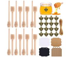 16 Pezzi Spargimiele Legno Piccoli, Cucchiaini Bastoncini Miele Legno Piccoli Mini Spargimiele, Miele Bastoncini Cucchiaio Honey Dipper Stick Wooden, per Matrimonio Bomboniere Ringraziamento