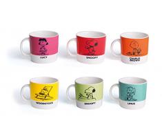 Excelsa Peanuts Set Tazze Caffè, Porcellana, 100 ml, Multicolore, 6 Unità