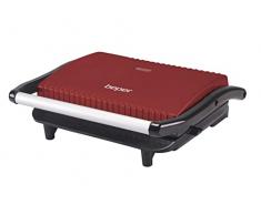 BEPER P101TOS002 Tostiera/Panini Maker/Griglia elettrica,850W, Piastra antiaderente, Impugnatura Termoisolante, Rossa