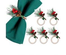 LogHog Set di 6 portatovaglioli natalizi fatti a mano in legno per matrimoni, San Valentino, banchetti, compleanni, decorazioni per la tavola del Ringraziamento