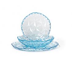 Pasabahce Estrella Servizio Tavola in Vetro, 18 Piatti, Azzurro, Design Moderno ed Elegante, 5936716
