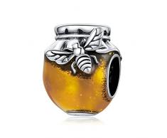 SALAN Barattolo di Miele dApe in Argento Sterling 925 con Perline di Olio doro per Gioielli Originali da Donna Fai da Te