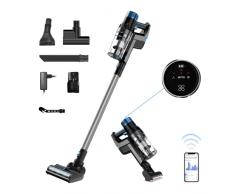 Proscenic P11 Smart Aspirapolvere senza Fili, Scopa Elettrica Potente 30000Pa/Autonomia 60Min con APP Smart Display Touch,4 Spazzole e 180° Regolabile per pavimento/Tappeto/Tenda/Peli Animali