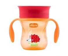 Chicco Perfect Cup Primo Bicchiere per Bambini 200 ml, 1 Tazza Biberon 12+ Mesi per Imparare a Bere, con Membrana in Silicone a 360° e Manici Rimovibili, senza BPA - Verde o Arancione