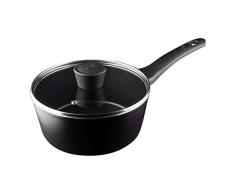 MasterChef Pentolino Induzione, Pentola Antiaderente con Coperchio, Pentole Alluminio per Pasta, Agnelli, Polenta, Crock Pot Antigraffio, Tutti i Piani, Lavabile in Lavastoviglie, 18cm, Nero
