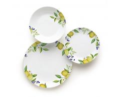 Excelsa Lemon Servizio Tavola 18 Pezzi, Porcellana, Bianco/Limoni