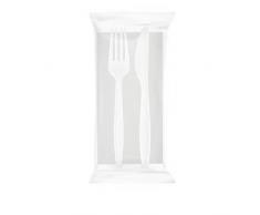 VIRSUS Set Posate biodegradabili e compostabili bis forchetta Coltello tovagliolo 2 veli stoviglie bio Eco Friendly Varie quantità (500)