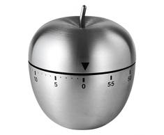LiRiQi Timer a forma di mela, timer da cucina, Non è necessaria lelettricità, impermeabile in acciaio inox, 60 minuti, adatto per la gestione del tempo in cucina, aula, riunioni, lavoro, studio, ecc.