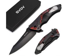 GVDV Coltello Pieghevole 7CR17 Acciaio Inossidabile - Coltello Tascabile da Sopravvivenza con Manico 3D Stampato, Coltelli Serramanico da Caccia, Chiusura di Sicurezza