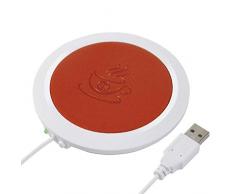 Scalda Tazza da USB sottobicchiere, PU Cuoio Artificiale Desktop Tazze da caffè Tazza di tè Caldo Elettrico sottobicchiere con 1 m di Cavo USB per Home Office as Show Orange