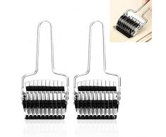 Rotella Tagliapasta, 2 Pezzi Manico In Legno, Tagliapasta Rullo per Losanghe in Acciaio Inossidabile, Taglia Pasta con Manico Comfort Antiscivolo, Taglierino per Tagliatelle Ravioli,16x7cm