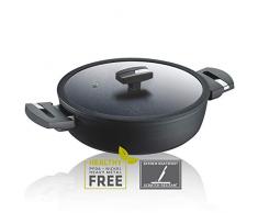 Berndes Balance Induction Enduro Servierpfanne 24 cm Tegame con Coperchio 28 cm, 4 Litri, Alluminio Forgiato, Nero