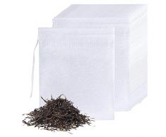 YOTIN 400 Pezzi Sacchetto Filtro Linea tè Bianco, Bustine con Coulisse in Tessuto Non Tessuto - 7 x 9cm