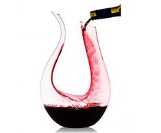HALAWAKA Decanter per Vino - Caraffa per Vino in Vetro Cristallo a Forma di U Senza Piombo al 100% Caraffa per Decanter per Vino Rosso soffiato a Mano