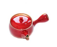 Tea Soul, Teiera Kyusu tradizionale giapponese in creta rossa smaltata, Filtro incorporato, Capacità 320ml