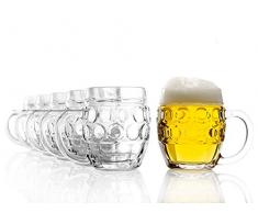 STÖLZLE LAUSITZ Oberglas Boccale Tübinger Augenkanne 0,4l I Set di 6 pezzi I Boccale con manico I Bicchiere da birra tradizionale I lavabili in lavastoviglie I di pregio I infrangibili