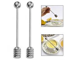 Xrten Cucchiaio per Miele in Acciaio Inox,Metallo Miele Cucchiaio Merlo Acquaiolo del Miele(Silver)