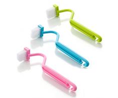 3 Pezzi Spazzola WC, Spazzola per Bordi WC Curvo Igienici Plastica Spazzola di Pulizia Servizi Igienici Angolo Rim