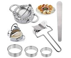 Duyuen 6Pcs Stampo per Ravioli Dumpling，9.5CM Stainless Steel Ravioli Set Dumpling Maker Kitchen Tools Ravioli Dumpling Maker in Acciaio Dumpling Maker，per Ravioli Dumpling（Argento）