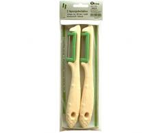Solingen, set di 2 pelaverdure con impugnatura a forma di asparago, per verdure e frutta, di colore biancoin confezione SB, 3025