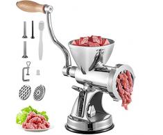 VBENLEM Manual Meat Grinder Tritacarne, Acciaio Inossidabile, Argento