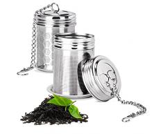 DOOMROOM Infusore Tè - Colino per Tisane Acciaio Inossidabile 304-2 Pezzi Filtro da Tè con Catena di Estensione - Filtro Tè per Tè Sfuso con Vassoio