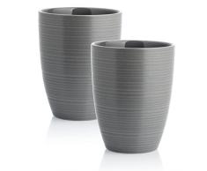 MELOX - Set di 2 tazze da latte macchiato Tornado-Line in porcellana grigia (senza manico) – 2 tazze da 300 ml per latte, caffè e cappuccino a pareti spesse – tazze da caffè dal design italiano