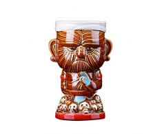 Foliner Tiki Tazze in ceramica hawaiana Cocktail Mug Summer Punch Tiki Bicchieri Set Hawaiian Theme Maori Chiefs Tiki Mug Cocktail Cup Birra Vino Mug Artigianato 430 ml