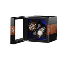 QHYTL Scatole per Orologi Avvolgitore per Orologi Apri Il Coperchio e Si Ferma automaticamente 2 + 0 Avvolgitore in Pelle in Microfibra di Alta qualità Alimentato a Batteria e Adattatore