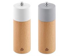 Navaris Set Macina Sale e Pepe in Legno - Macinapepe Macinasale Manuale 16,7x5,3cm - Rotore Grana Regolabile - Macinaspezie Dosatori Cucina Design