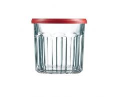 Luminarc Arc 71989 Confezione 6 Bicchieri Portamarmellata con Coperchio in Plastica, 0.5 lt, Vetro, Trasparente/Rosso, 6 unità