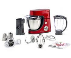 Moulinex QA502G Masterchef Gourmet Robot da Cucina, Capacità 4.6 L, 900 W, Rosso Rubino