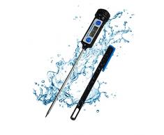 Termometro digitale impermeabile per cucinare a lettura istantanea Termometro per alimenti veloce e preciso con display LCD, calibrazione per frittura, griglia, barbecue, cucina o allaperto (Nero)