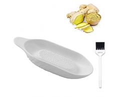 Grattugia in Ceramica, Grattugia in Porcellana, Grattugia per Frutta e Verdura con Spazzola per la Pulizia, per Zenzero, Aglio, Spezie, Carote, Alimenti per Bambini, Spezie (Bianco)