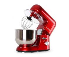 KLARSTEIN Bella Rossa - Impastatrice, Planetaria, Mixer da Cucina, 1300 W, 5,2 L, Sistema Planetario, 6 Velocità, Terrina in Acciaio, Ganci in Pressofusione, Braccio Multifunzionale, Rosso