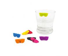Balvi Segna Bicchieri Sunny Colore Colori marcatori Bicchieri Occhiali da Sole a Forma di 8 Colori Diversi Coppe in Silicone identificatore Originale Silicone 2,2x3,5x0,8