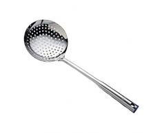 Cucchiaio scanalato Cucchiaino da filtro in acciaio inox da 6,5 ​​pollici, scrematrice a fessura con manico ergonomico, grande colino for famiglia e ristorante. Cucchiaio da cucina