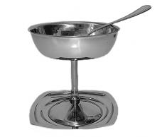 Coppa da gelato granita con cucchiaio e piattino sotto bicchiere in acciaio inox 18/10 per bar pub ristoranti eleganti 18pz