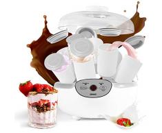 Duronic YM2 Yogurtiera elettrica automatica – 8 vasetti in ceramica da 125 ml - Macchina per yogurt con display digitale timer impostabile - Ideale per preparare yogurt fatti in casa