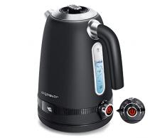 Aigostar Loki - Bollitore Elettrico Temperatura Regolabile 40-100 ℃, Bollitore in Acciaio Inox con Display Digitale LED, 1,7 Litri 2200W, Funzione di Mantenimento Caldo, Senza BPA, Nero