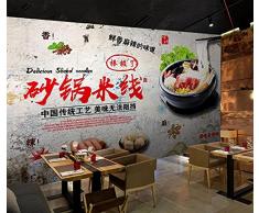 3D stereo retrò vecchia casseruola di spaghetti di riso ristorante murale pavimento parete-300 * 210 cm