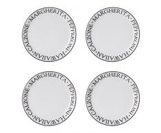 Premier Housewares Noir, Set 4 Piatti da Pizza, Porcellana, Bianco, 23 x 23 x 2 cm