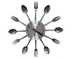 LHKJ Orologio da Parete Cucina Metallo Silenzioso,Design Moderno con Posate
