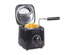 Beper Friggitrice elettrica P101FRI100 1 L, 950 W, cestello in acciaio rimovibile, coperchio con oblò, filtro rimovibile lavabile, temperatura regolabile, piedini antiscivolo, nera