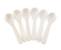 DUEBEL 6Pcs Cucchiai Caviar Cucchiai Minestra Cucchiaio da Cucchiaini da Dessert e da Gelato per Tè E Caffè for Caviale, Uovo, Servizio Ristorante(Bianca, 8X2,3cm)