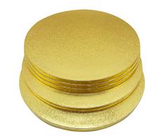 Sottotorta Tondo in Cartone Cake Board Vassoio Torta Rotondo 30cm Set di 5 Base Torta Cartone per Decorazione di Torte di Matrimoni e Feste di Compleanno (Oro)