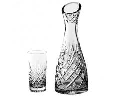 Crystaljulia 2205 â Bicchieri Long Drink bicchieri Set, 9 pezzi, 1 x caraffa 1 L, 8 x bicchieri 320 ml, Piombo cristallo, Ananas, motivo, smerigliata