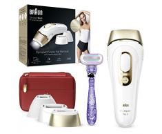 Braun Silk-expert Pro 5 Epilatore Luce Pulsata, Alternativa al Laser, Ideale per Zone Sensibili, Viso, Bikini e Ascelle, 3 Accessori, Rasoio, Custodia Viaggio, Idea Regalo, PL5267 Bianco e Oro